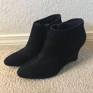 Cole Haan black suede wedges booties boots